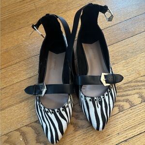 Stradivarius Zebra Print Flats with Black Straps